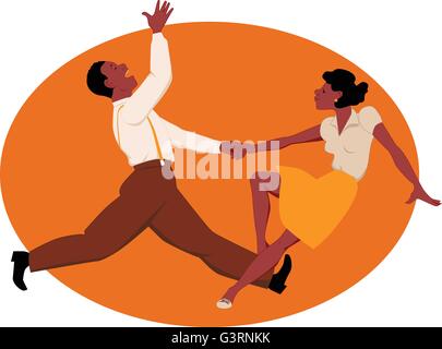 Afro-américain couple dancing swing ou rock and roll Illustration de Vecteur