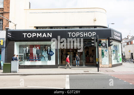 De l'extérieur, Topman Topshop store à Putney SW London, England, UK Banque D'Images