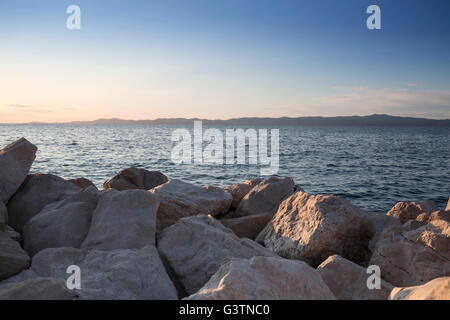 Une vue sur l''île de Korcula à partir de l'île de Lastovo en Croatie Banque D'Images