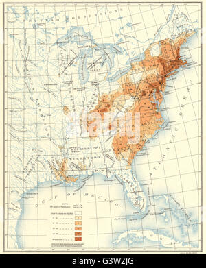 USA : répartition de la population à l'Est du 100e méridien : 1810, 1900 Ancien site Banque D'Images