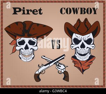 L'affrontement contre pirate cowboy Illustration de Vecteur