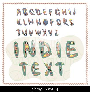 L'alphabet en style ethnique, lettres indiennes Illustration de Vecteur