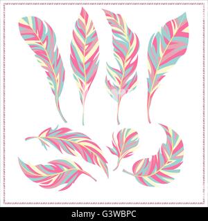 Jeu de plumes décoratives Illustration de Vecteur