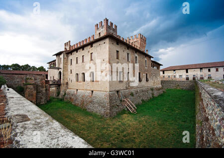 L'Italie, Lombardie, Cavernago, Château de Malpaga, liée à l'histoire du commandant Bartolomeo Colleoni Banque D'Images