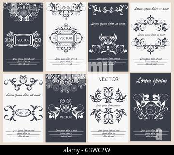 Définir le modèle flyer design élégant, un monogramme, floral ornament Illustration de Vecteur