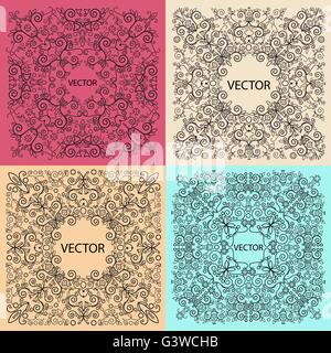 Floral frame Set monogram élément design Illustration de Vecteur