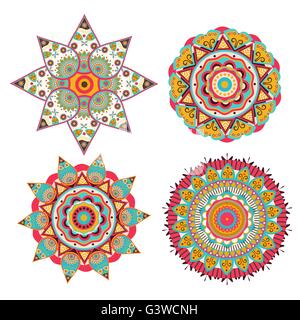 Abstract floral vitrail éléments ornementaux Illustration de Vecteur
