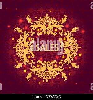 Vente carte brillante, floral ornament, motif Illustration de Vecteur