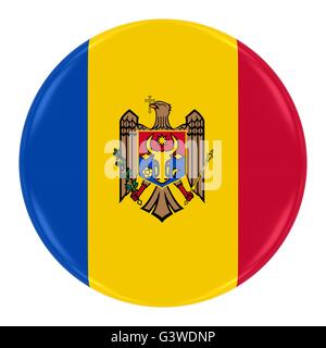 Badge Drapeau moldave - Pavillon de la Moldova Button isolated on White Banque D'Images