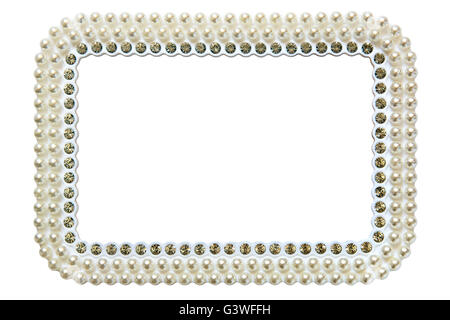 Cadre pour photo avec pearls isolé sur fond blanc Banque D'Images