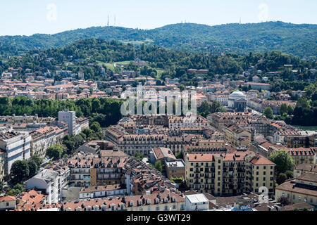 L'Italie, Piémont, Turin, vue panoramique de la ville de La Mole Antonelliana Banque D'Images