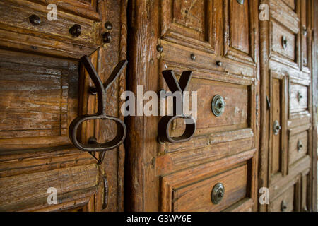 Texas lodge sur dude ranch avec poignées de marque Banque D'Images