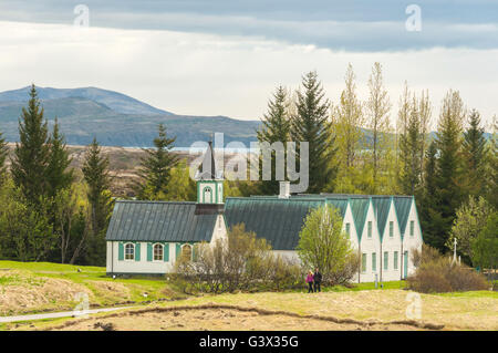 Le Parc National de Thingvellir Parlement islandais Alþingi maisons,établi à Þingvellir en 930 et y resta jusqu'en 1798 Banque D'Images