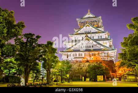 Vue de nuit sur le château d'Osaka au Japon Banque D'Images