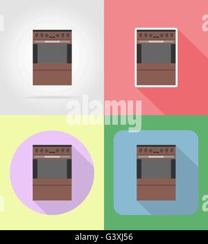 Cuisinière électroménager pour la cuisine télévision icons vector illustration isolé sur fond Illustration de Vecteur