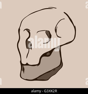 Hand Drawn cartoon crâne. Illustration Banque D'Images