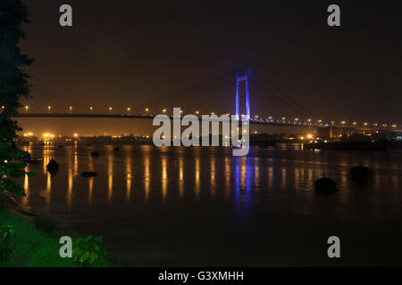 Pont Vidyasagar ou 2e pont sur la rivière Hoogly Ganga à Kolkata, Inde ville Banque D'Images