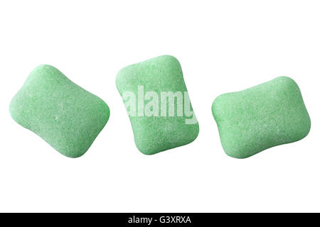 Chewing Gum de couleur verte isolated on white Banque D'Images