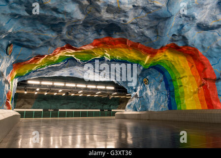 La station de métro Stadion à Stockholm, Suède Banque D'Images