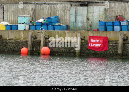 Signes ' ' laisser voter dans un port, à Cornwall, en Angleterre. © Juergen Schwarz / Alamy Live News Banque D'Images