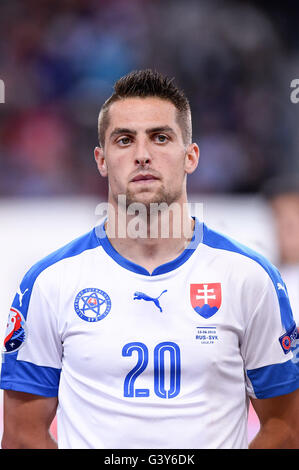 Robert Mak (Slovaquie) ; 15 juin 2016 - Football : UEFA Euro France 2016, Groupe B, la Russie 1-2 Slovaquie au Stade Pierre Mauroy, Lille Métropole, France. (Photo par aicfoto/AFLO) Banque D'Images