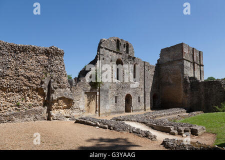 Wolvesey ruines du château de la cité médiévale du palais épiscopal, Winchester, Hampshire, Angleterre, Royaume-Uni, Europe Banque D'Images