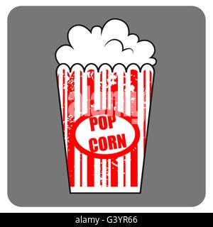 Graphic pop corn. Grande boîte du cinéma pop corn. La nourriture américaine. Restauration rapide, de la malbouffe. Vector illustration isolé de pop corn. Illustration de Vecteur
