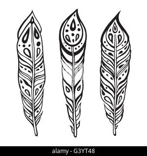 Plumes ethnique vintage. Illustration de Vecteur