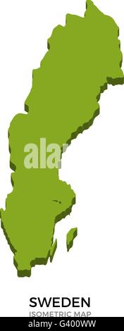 Carte isométrique de la Suède d'illustration vectorielle détaillée Illustration de Vecteur