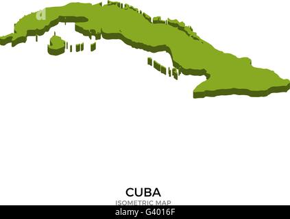 Carte de Cuba isométrique vector illustration détaillée Illustration de Vecteur