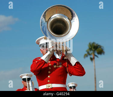 U.S. Marine Corps Corps de tambours et clairons. Banque D'Images