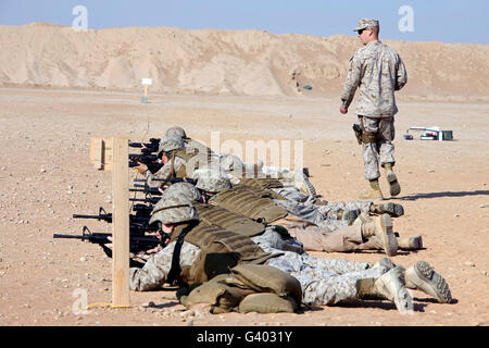 Les Marines américains mener une bataille au Camp zéro Sapadalure. Banque D'Images