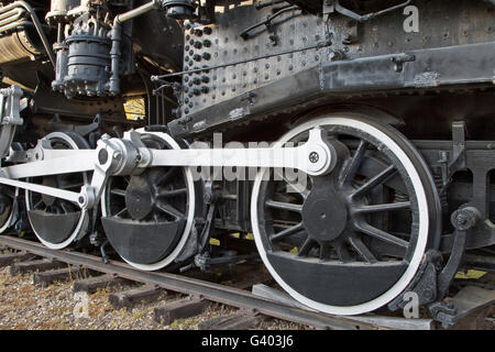 Les roues d'entraînement des tiges principales reliant, 440 SooLine, Locomotive à vapeur. Banque D'Images