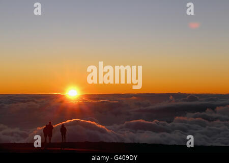 Coucher du soleil sur le volcan Haleakala haut de Banque D'Images