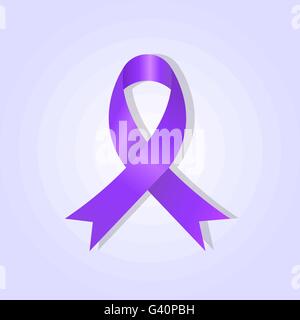 Sensibilisation sur ruban violet purple glow background, stock vector Illustration de Vecteur