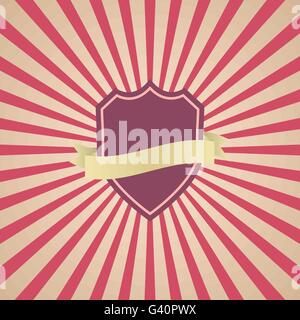 Retro Vintage badge avec soleil rouge, fond vecteur stock Illustration de Vecteur