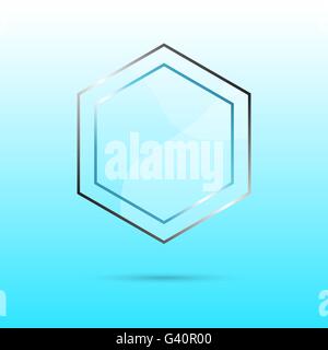 Résumé six pans de verre avec copie espace sur fond bleu Illustration de Vecteur