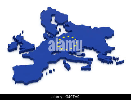 Carte de l'Europe avec la couleur du drapeau, 3d illustration Banque D'Images