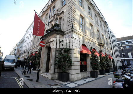 L'entrée principale de Garrard les bijoutiers dans Albemarle Street Mayfair centre de Londres. Banque D'Images