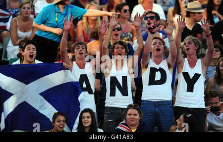 Tennis - 2011 Open d'Australie - quatrième jour - Melbourne Park.Andy Murray est fan du quatrième jour de l'Open d'Australie de 2011 au Melbourne Park à Melbourne, en Australie. Banque D'Images