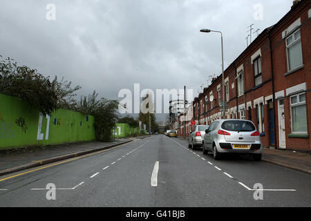 Vue générale du site de l'ancienne demeure du club de football de Leicester City, Filbert Street. Utilisé par le club de 1891 à 2002 quand le club a déménagé au stade actuel de Walkers. La région est maintenant le site de l'hébergement des étudiants de l'Université et aussi en partie abandonné Banque D'Images