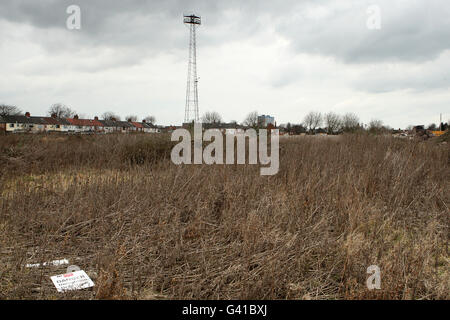 Vue générale sur le site de l'ancienne demeure du club de football de Hull City, Boothferry Park. Utilisé par le club de 1946 à 2002 quand le club a déménagé au stade KC actuel. La zone est maintenant désutilisée Banque D'Images