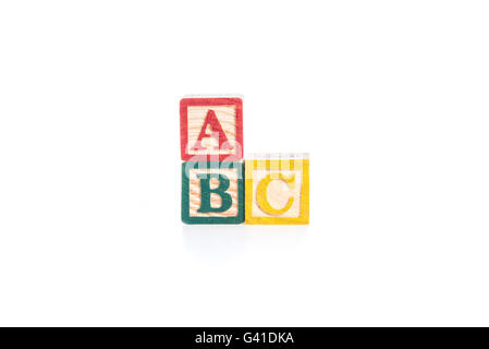 Photo d'un alphabet blocks spelling ABC isoler sur fond blanc Banque D'Images