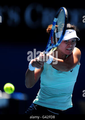 Tennis - 2011 Open d'Australie - septième jour - Melbourne Park.Li Na de la Chine en action contre Victoria Azarenka du Bélarus Banque D'Images