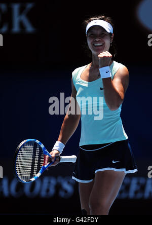 Li Na de la Chine en action contre Victoria Azarenka du Bélarus Banque D'Images