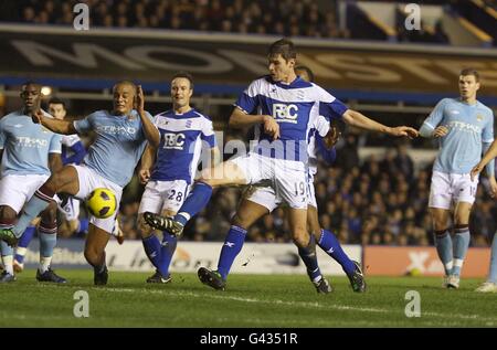 Nikola Zigic (au centre) de Birmingham City marque l'objectif d'égalisation Banque D'Images