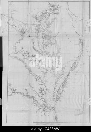 Baie de Chesapeake : USCGS Coast survey Delaware Maryland Virginie. DC, 1881 map Banque D'Images