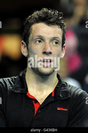 Badminton - Championnats nationaux anglais 2011 - troisième jour - Centre national de cyclisme. Carl Baxter après la finale masculine Banque D'Images