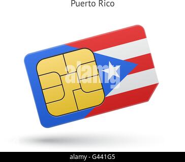 Porto Rico carte sim de téléphone mobile avec drapeau. Illustration de Vecteur