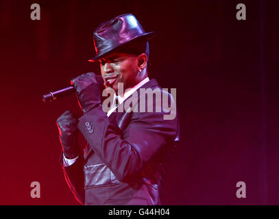 Ne-Yo en concert - Londres.Ne-Yo se produit à l'O2 Arena, à Greenwich, dans l'est de Londres. Banque D'Images